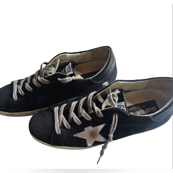 AUTHENTIC Golden Goose Black and Silver Women's Star Sneakers Size 10 EUC - Picture 14 of 16